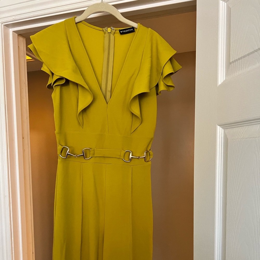 Sexy Stunning One Piece Jumpsuit Chartreuse color by Valentine Size L- Brand New